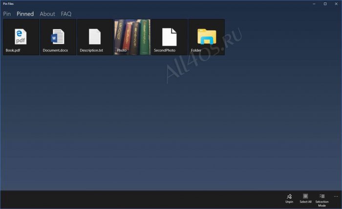 Pin Files          Windows 10